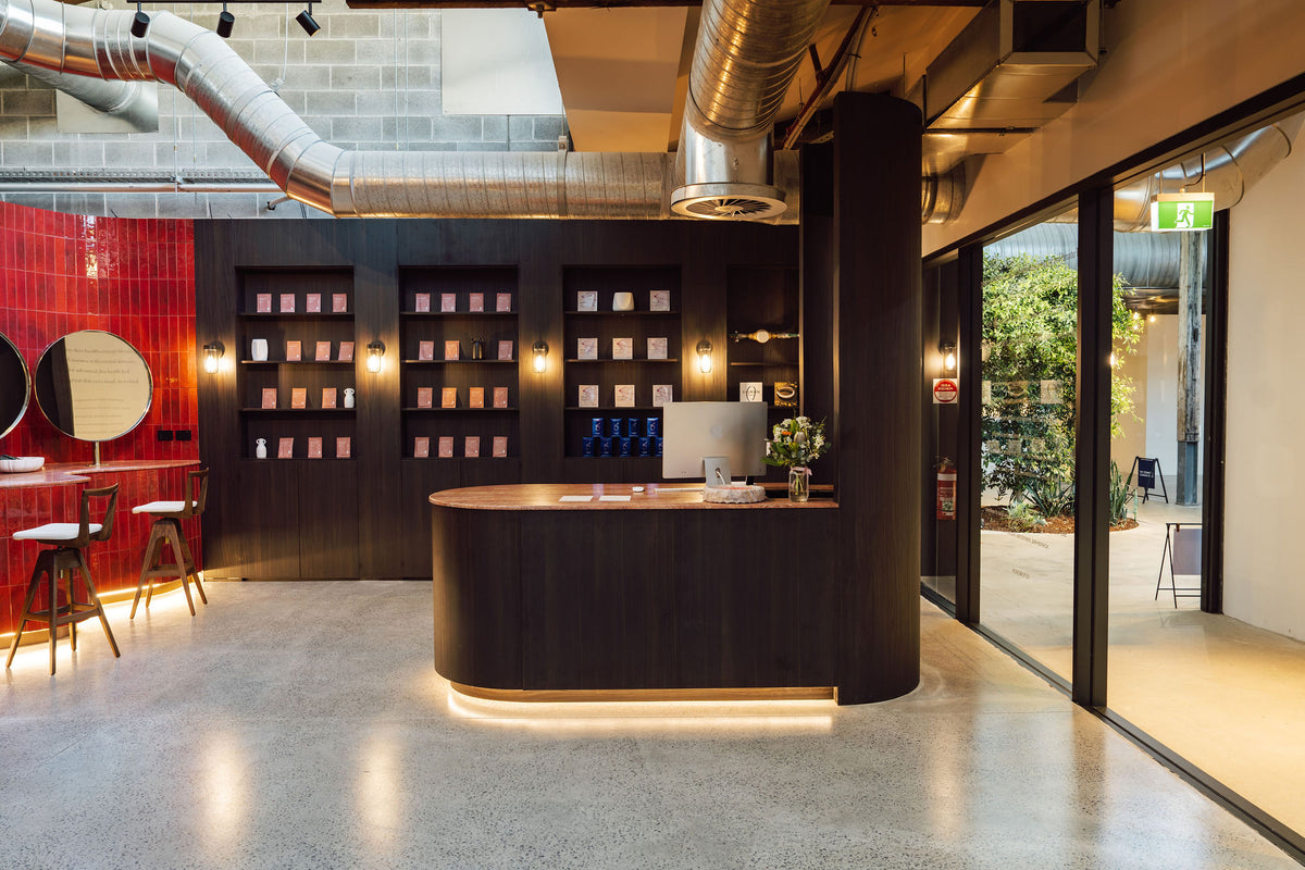 The entrance and reception at FutureSkin, Shop 22, The Rosebery Engine Yards